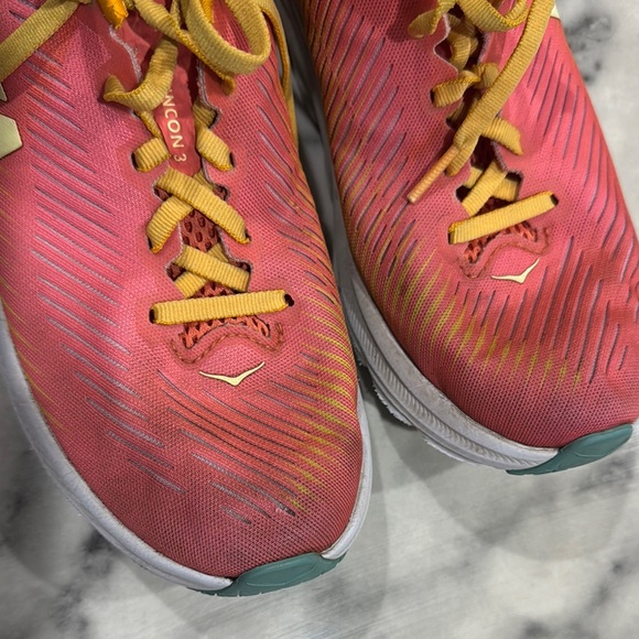 Hoka Vibrant Pink and Gold Athletic Shoes - Picture 4 of 12